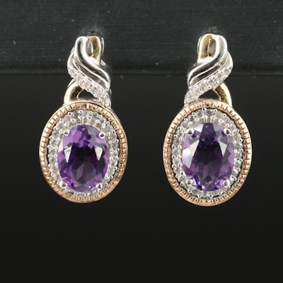 Sterling Amethyst and Sapphire Earrings with 10K Accent