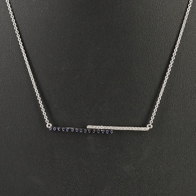 Sterling Sapphire and White Sapphire Double Bar Necklace