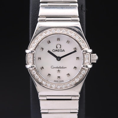 Omega Constellation Mother-of-Pearl Dial and Diamond Bezel Wristwatch