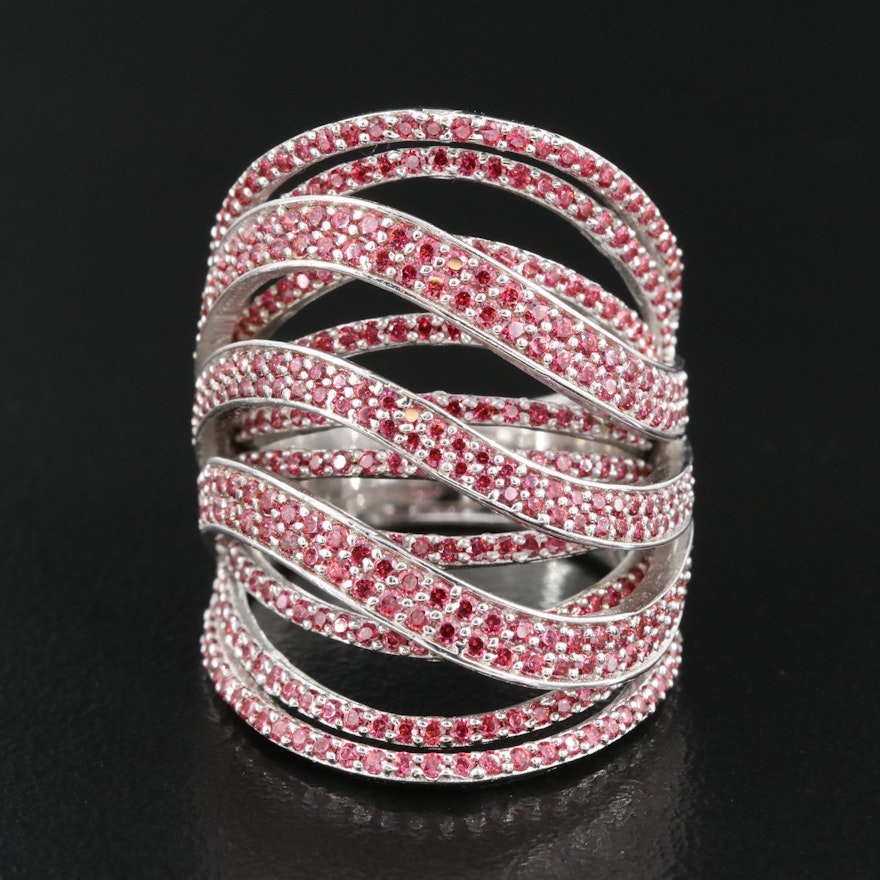 Sterling Cubic Zirconia Ribbon Crossover Ring