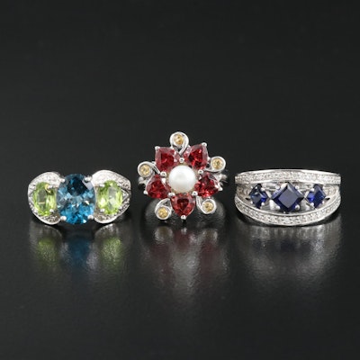 Sterling Rings Including Sapphire and Cubic Zirconia