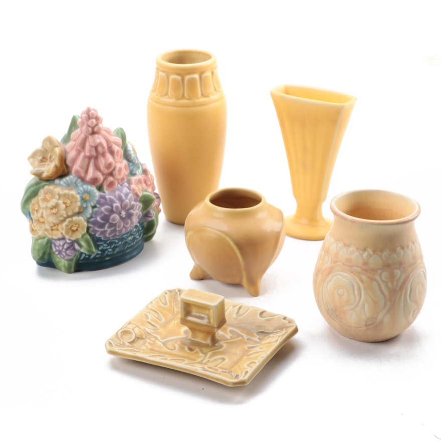 Rookwood Pottery Mustard Matte Glaze Vases and More, 1920s