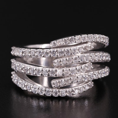 Sterling Cubic Zirconia Bypass Ring
