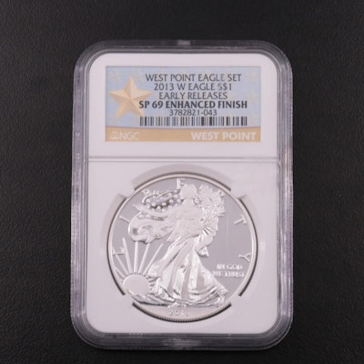 NGC Graded SP69 Enhanced Finish 2013-W American Silver Eagle