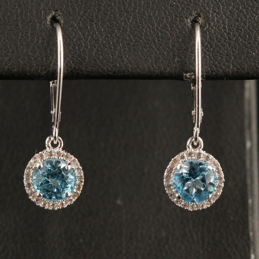 Sterling Swiss Blue Topaz and White Sapphire Earrings