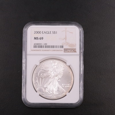 NGC Graded MS69 2000 American Silver Eagle