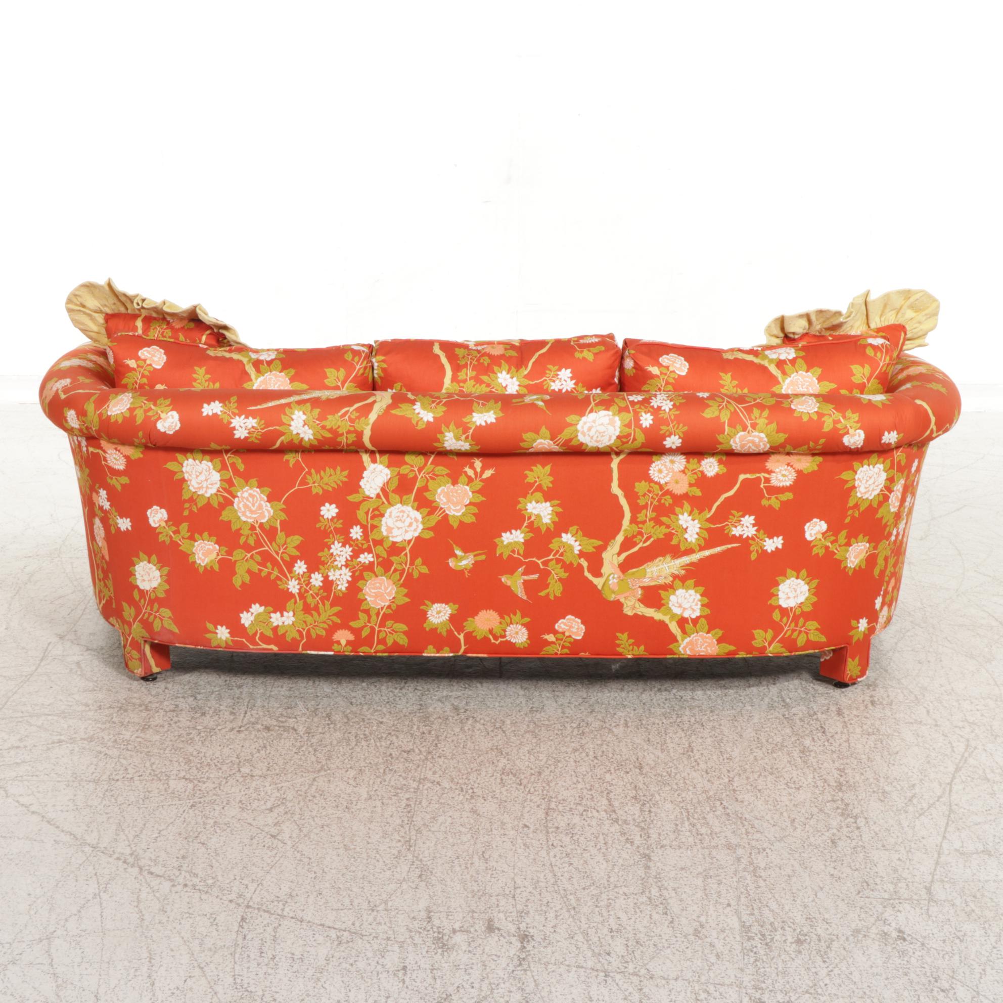 Western Furniture CustomUpholstered Sofa with Throw Pillows EBTH