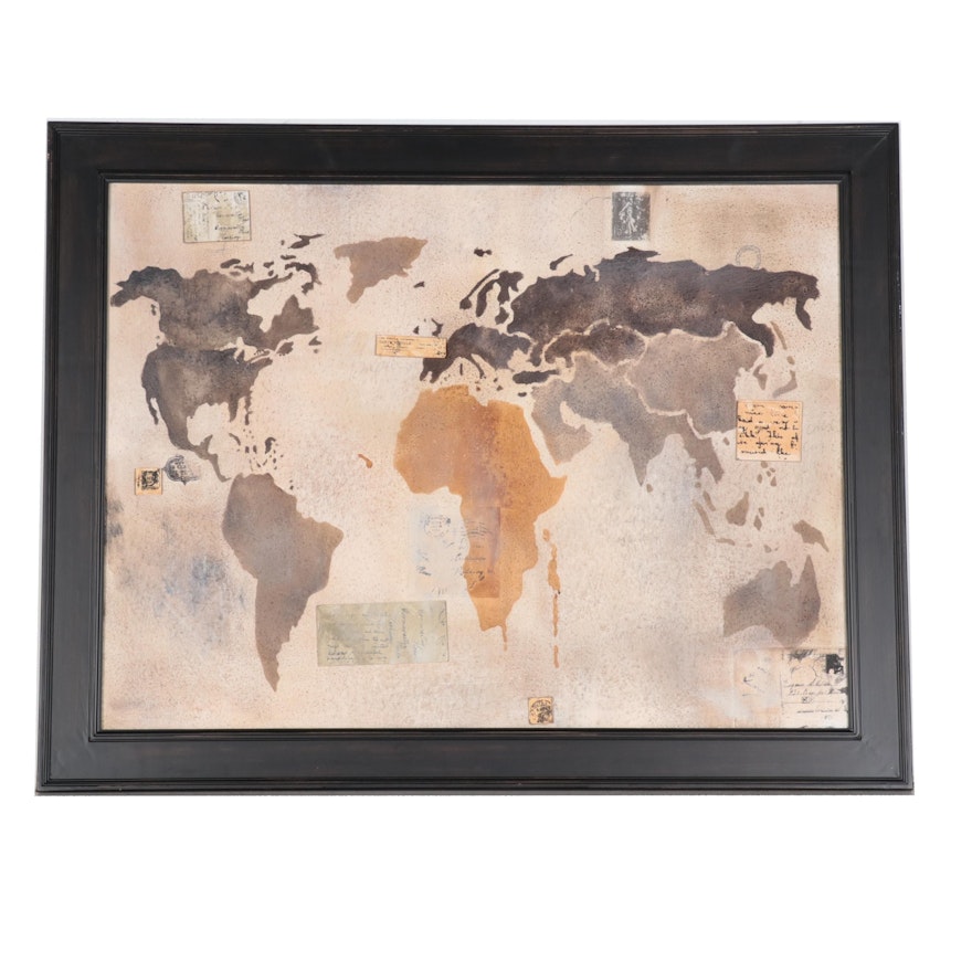 Manuela Jarry Mixed Media Painting World Map