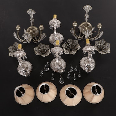 Four Silver Gilt Wall Sconces With Pair of Two-Arm Wall Sconces