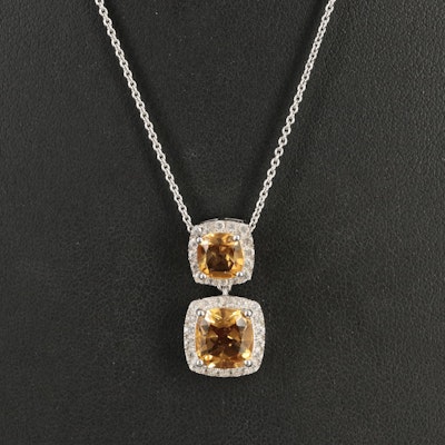 Sterling Citrine and White Sapphire Necklace