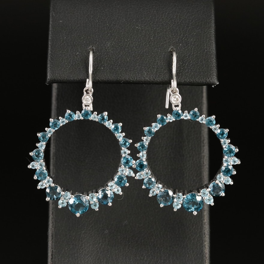 Sterling London and Sky Blue Topaz Earrings with Diamond Accents