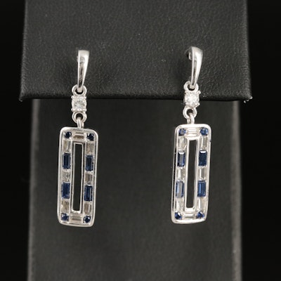 Sterling Sapphire and White Sapphire Drop Earrings