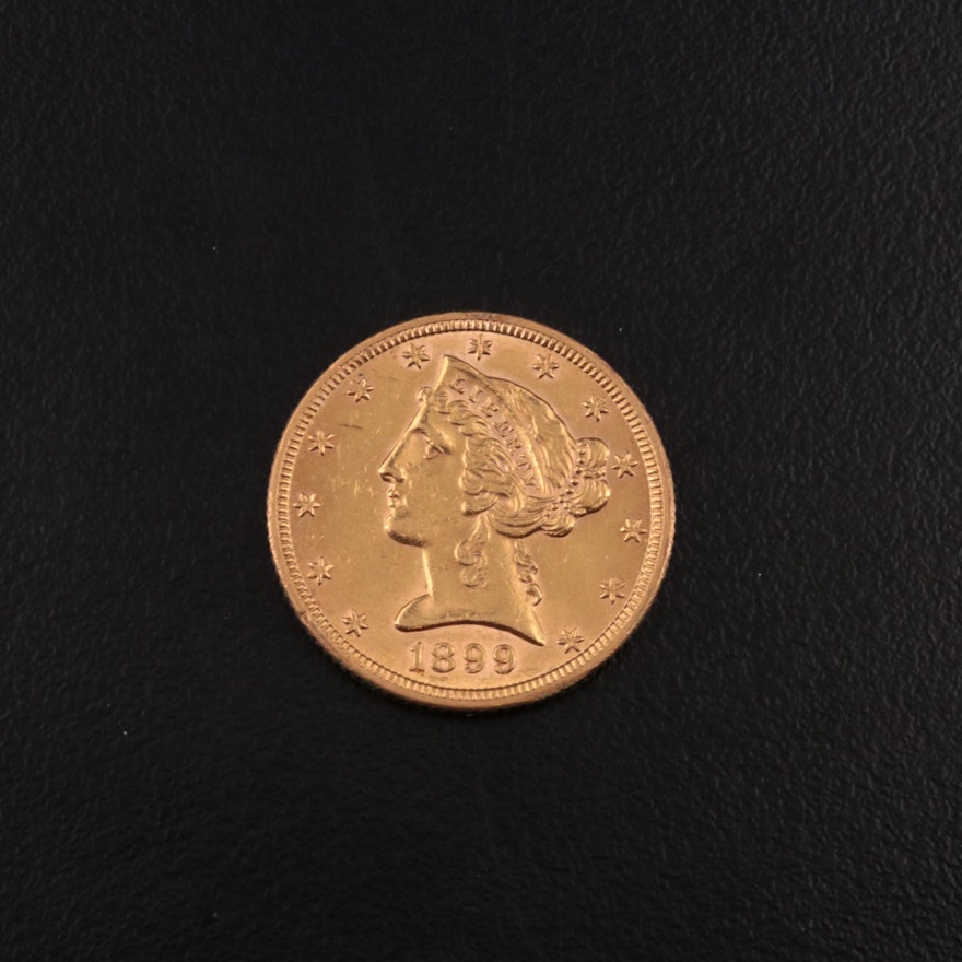 1899 Liberty Head $5 Half Eagle Gold Coin