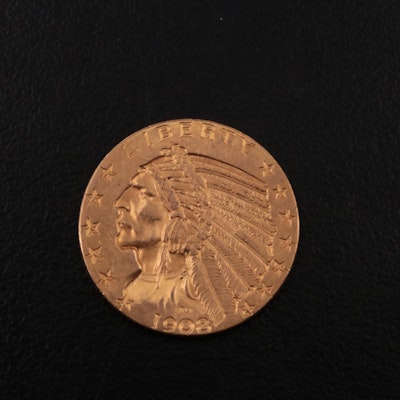 1908 Indian Head $5 Gold Half Eagle