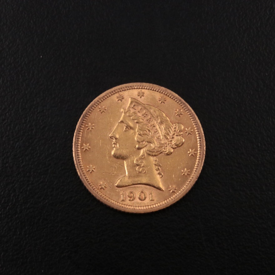 1901-S Liberty Head $5 Half Eagle Gold Coin