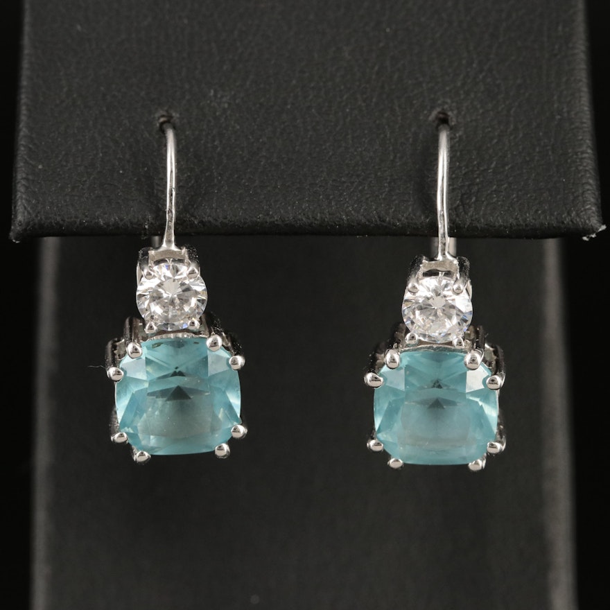 Sterling Glass and Cubic Zirconia Earrings