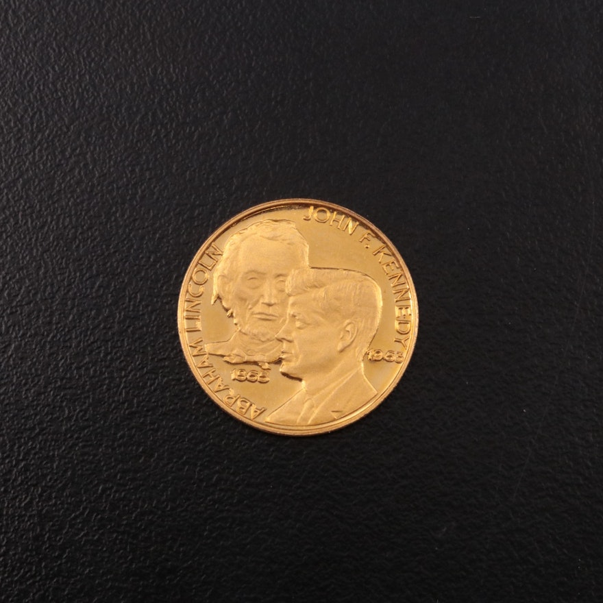 Lincoln and Kennedy Commemorative Gold Medal