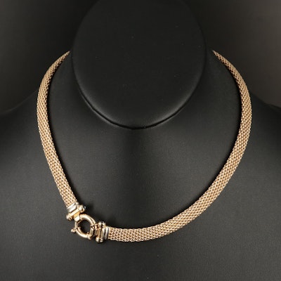 Italian 14K Flat Popcorn Chain Necklace with Sapphire Accents