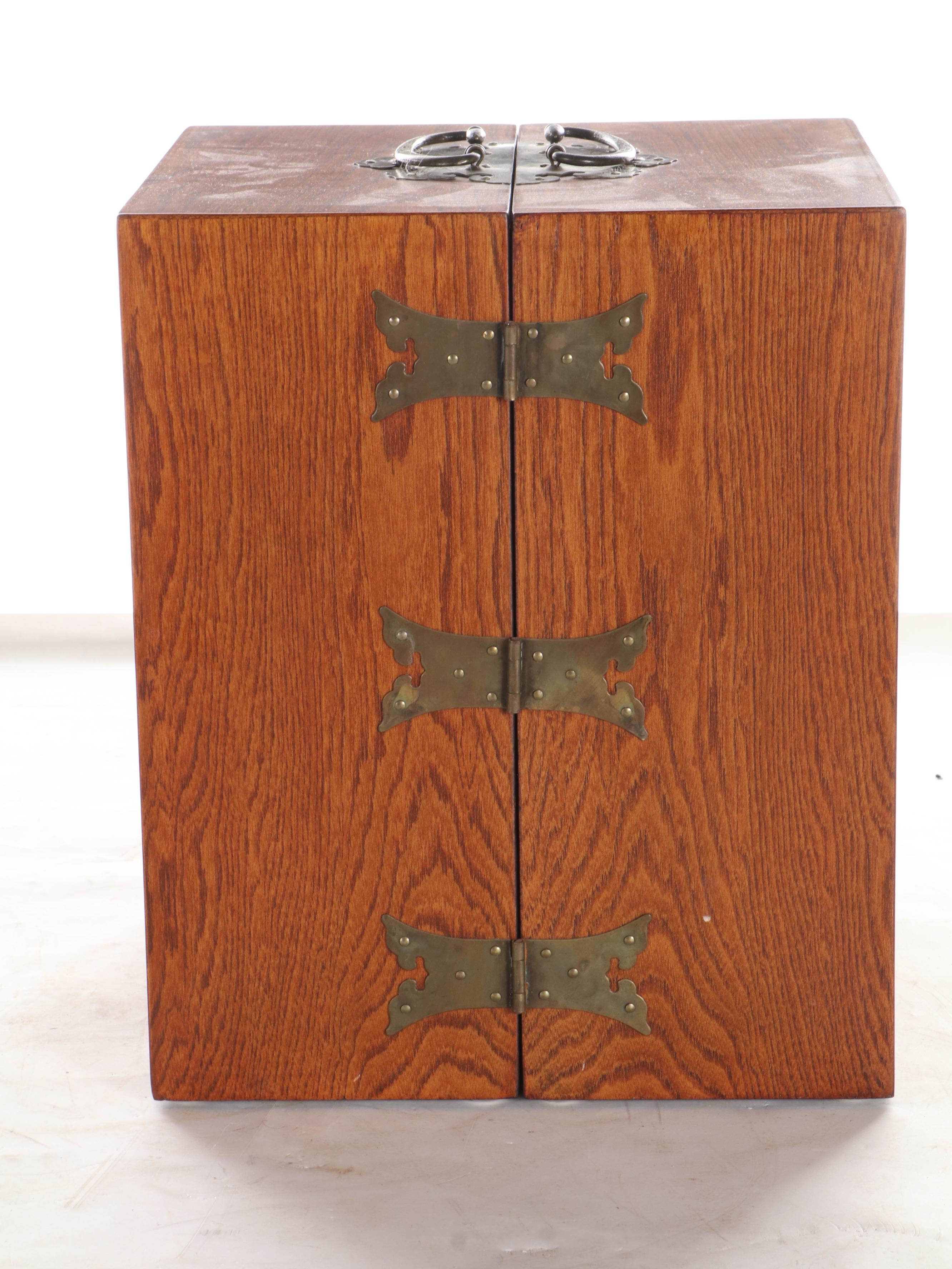 Chinese Brass Mounted Portable Apothecary Chest EBTH