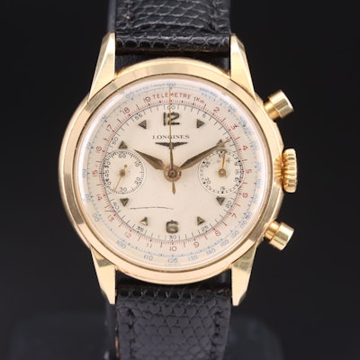 1952 14K Longines Chronograph Wristwatch