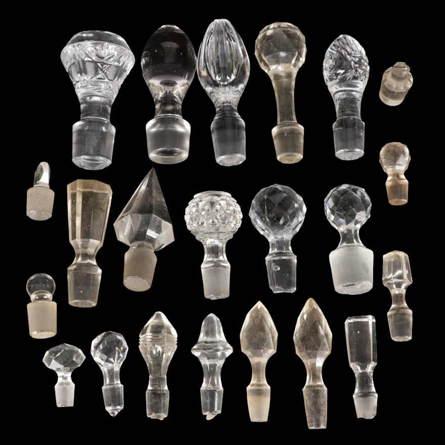 Faceted Cut Glass and Other Decanter and Bottle Stoppers