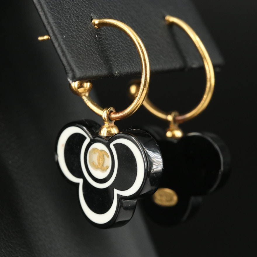 Chanel Acrylic Flower Logo Earrings