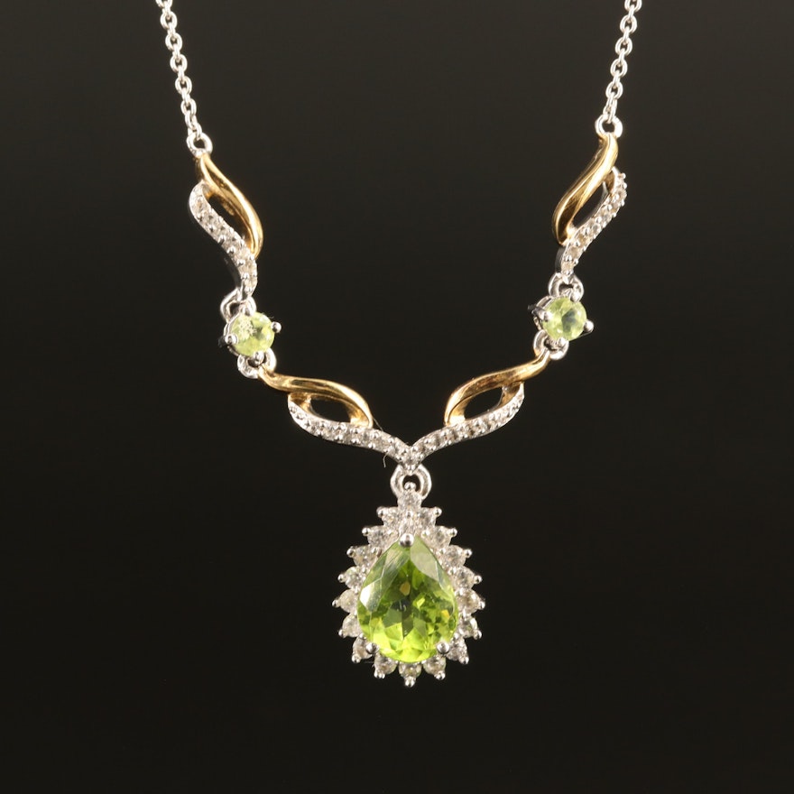 Sterling Peridot and Sapphire Necklace