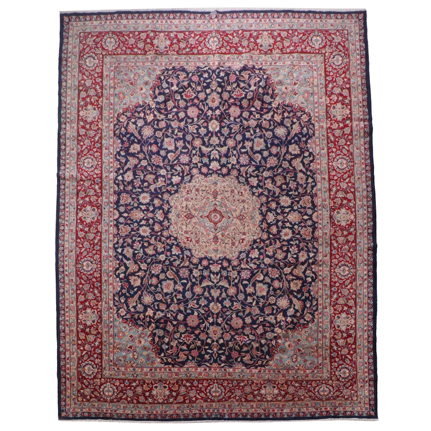 11'7 x 16'3 Hand-Knotted Persian Kashan Room Sized Rug