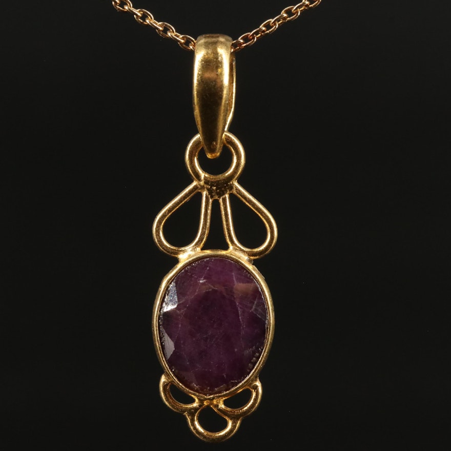 Sterling Filled Corundum Pendant Necklace