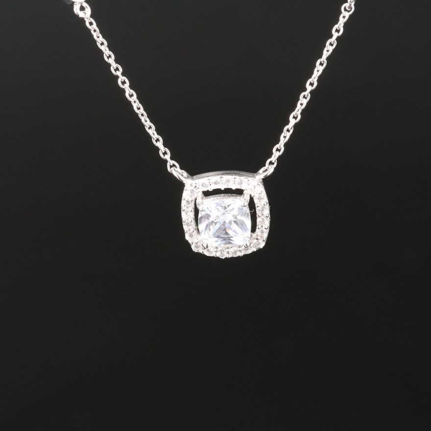 Sterling Cubic Zirconia Square Necklace