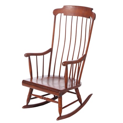 Nichols & Stone Co. Colonial Style Maple and Birch Rod-Back Windsor Rocker