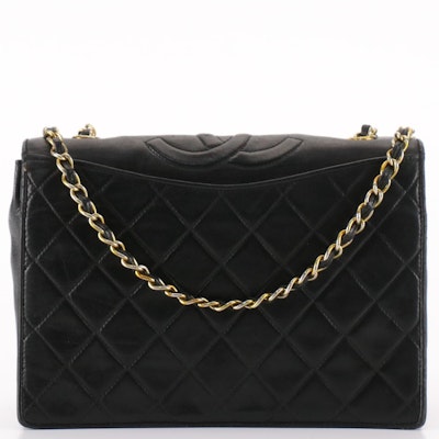 Chanel CC Small Flap Shoulder Bag in Black Quilted Lambskin Leather