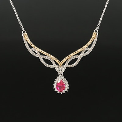 Sterling Ruby and White Sapphire Necklace