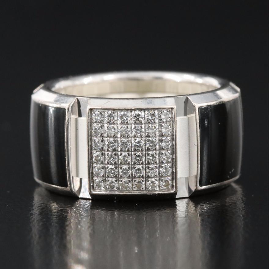 Chaumet "Class One" 18K 0.25 CTW Diamond, Enamel and Rubber Ring