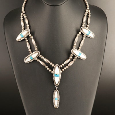 Southwestern Sterling Turquoise and Mother-of-Pearl Necklace