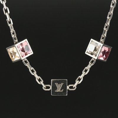 Louis Vuitton Crystal Collier Gamble Cube Station Necklace