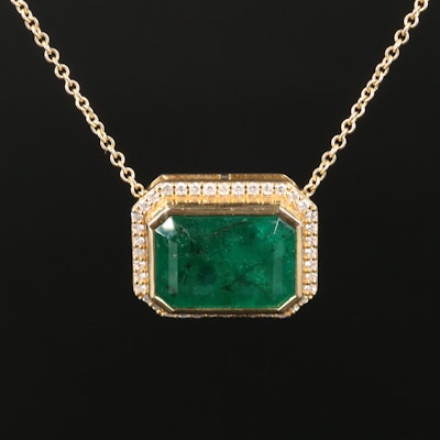 14K 6.00 CT Emerald and Diamond Necklace