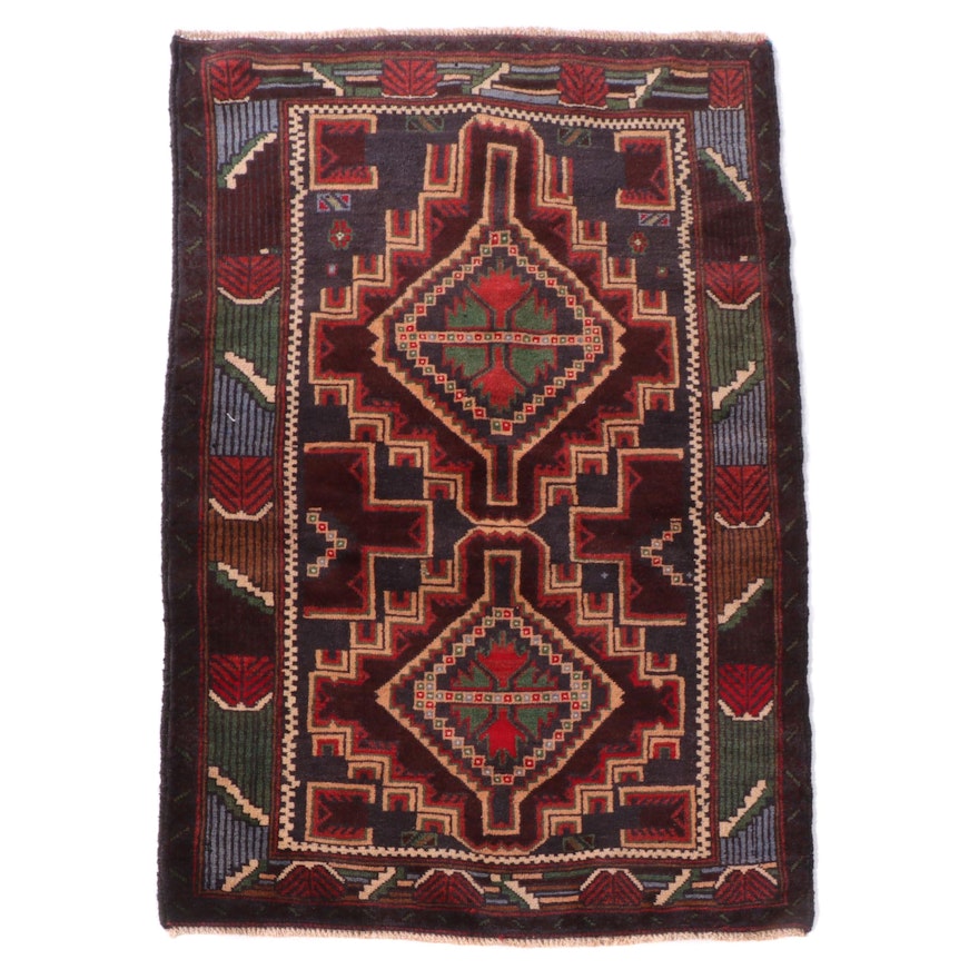 2'11 x 4'8 Hand-Knotted Afghan Baluch Accent Rug