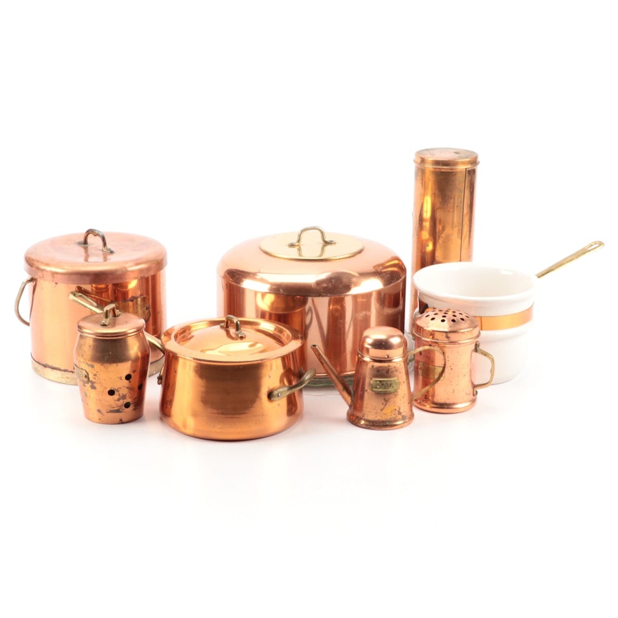 Double Dutch Copper Boiler with More Copper Pots and Tableware