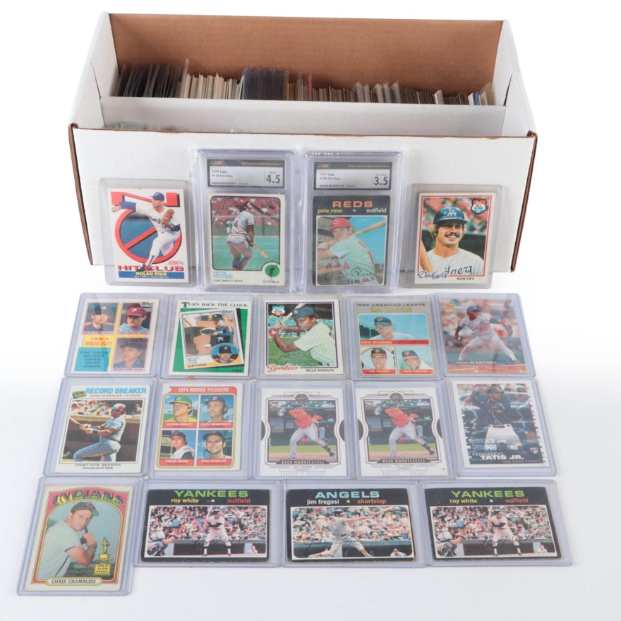 Pete Rose Topps 1971 and 1973 Graded Cards with More Baseball Cards