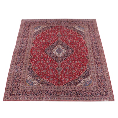 11'7 x 18'4 Hand-Knotted Persian Kashan Room Sized Rug