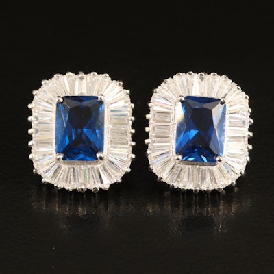 Sterling Spinel and Cubic Zirconia Earrings