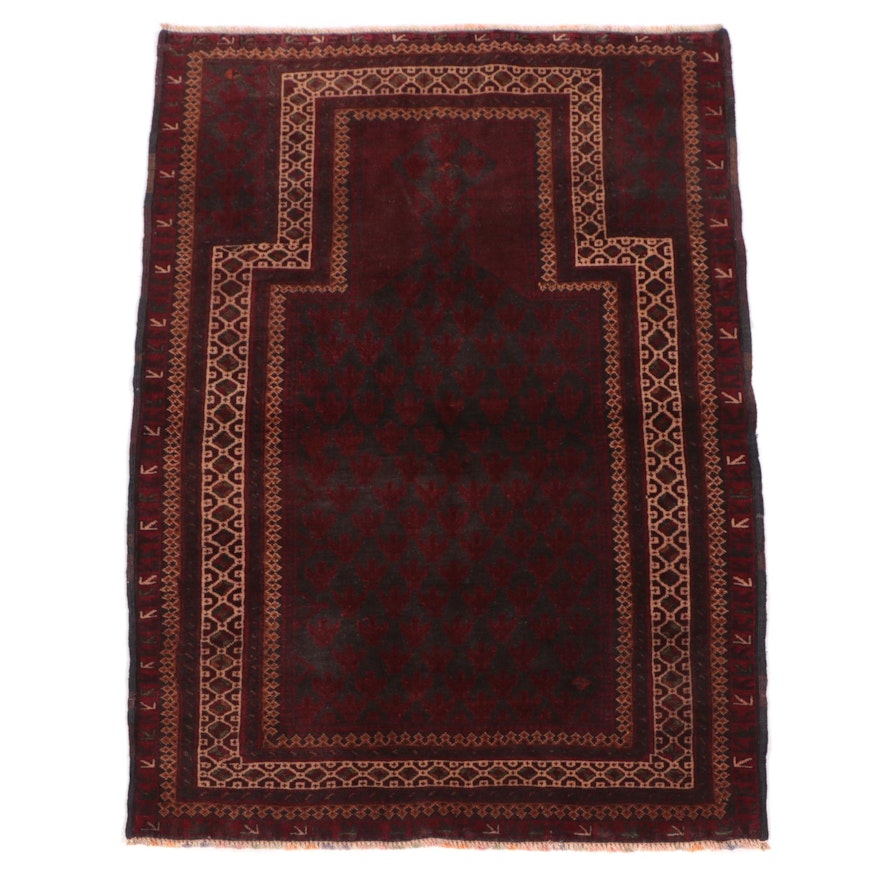 2'10 x 4'4 Hand-Knotted Afghan Baluch Prayer Rug