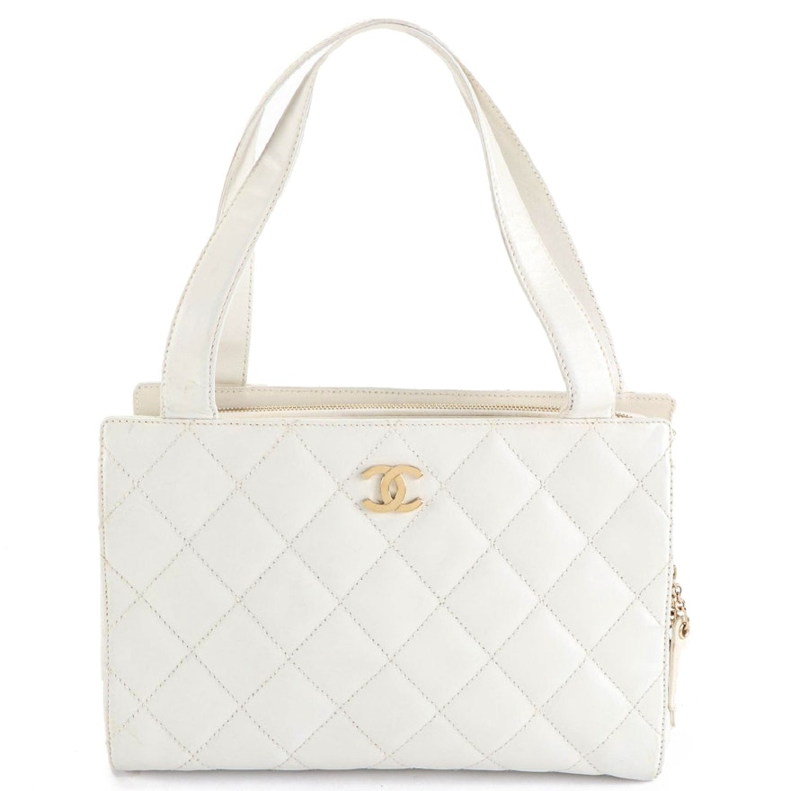 Chanel Diamond Quilted Leather Tote Bag