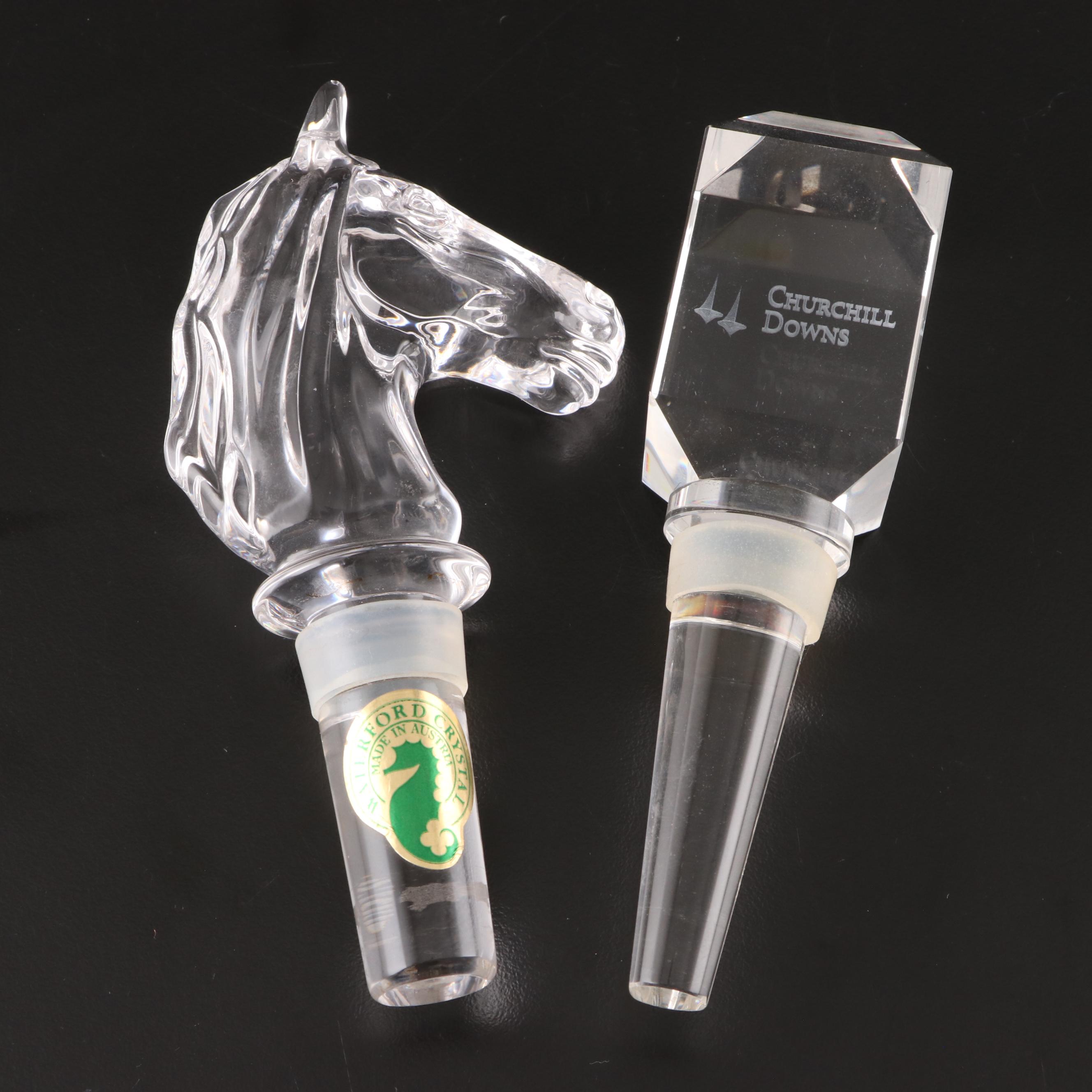 Waterford Crystal Horse Head with Churchill Downs Bottle Stoppers