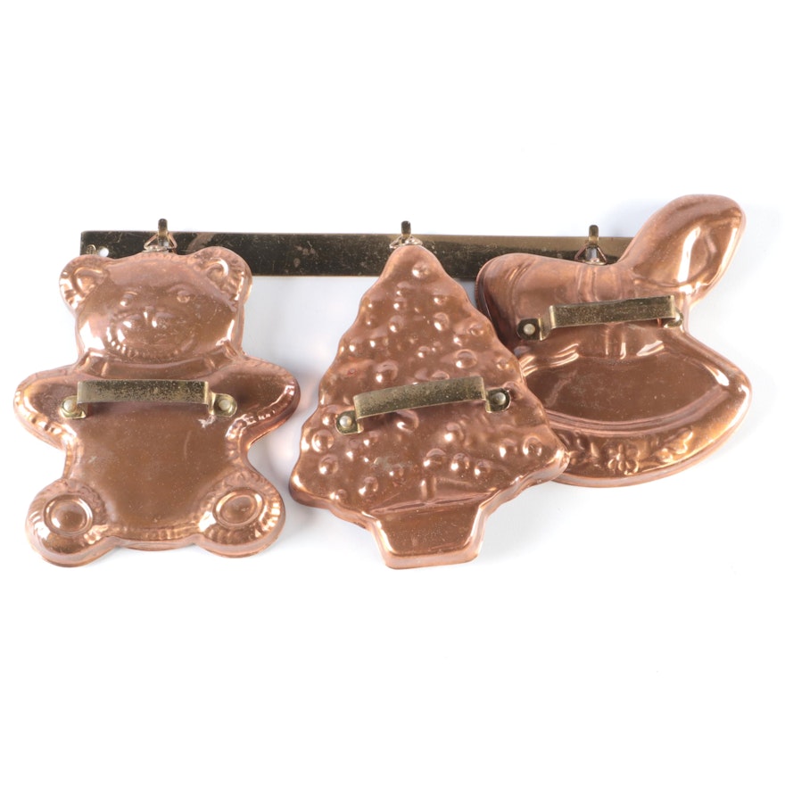 Bear, Tree, and Rocking Horse Hanging Copper Cookie Cutters
