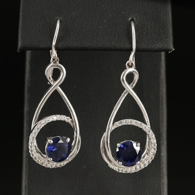 Sterling Sapphire Pendulum Earrings