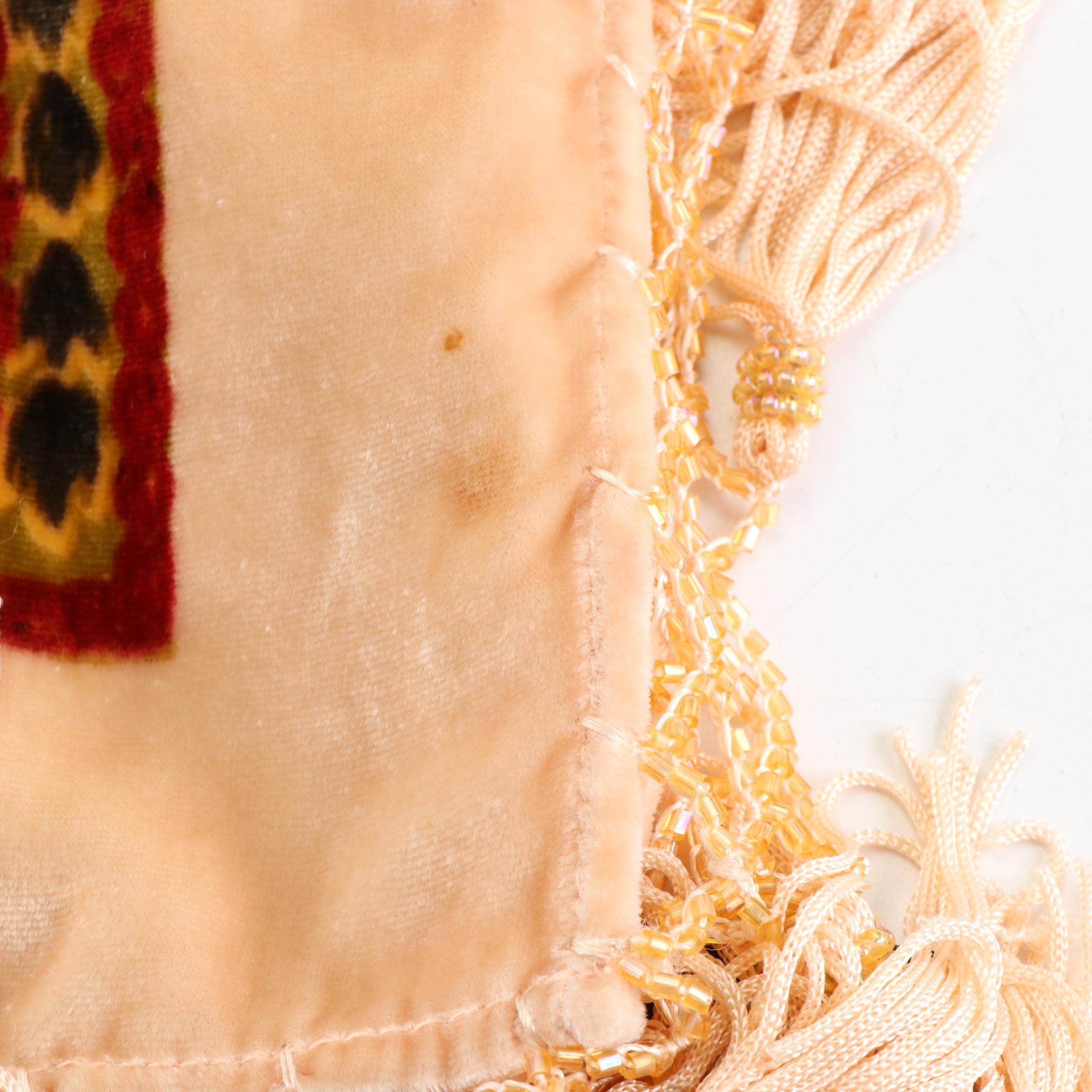 Lucy's Silk HandBeaded Fringe Shawl in Silk and Rayon EBTH