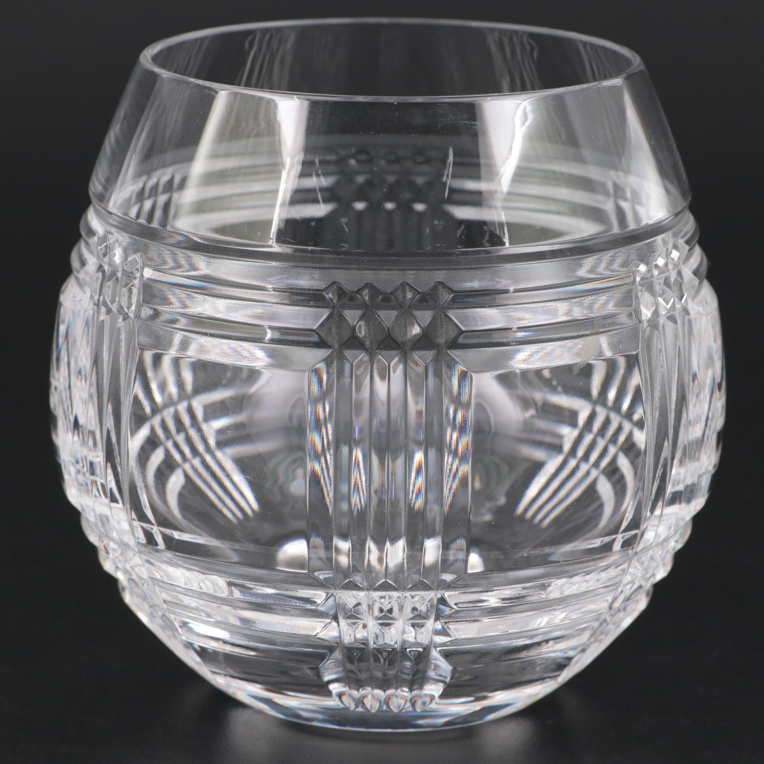 Ralph Lauren Crystal "Glen Plaid" Double Old Fashioned and Roly Poly