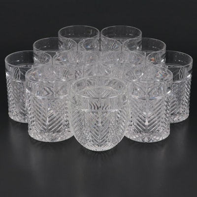 Ralph Lauren Crystal "Herringbone" Double Old Fashioned and Roly Poly Glasses